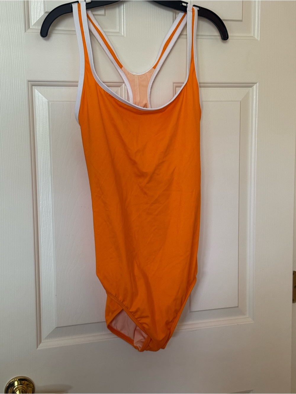 Lands End -NEVER WORN -  Bright Orange One-Piece Swimsuit with White Trim